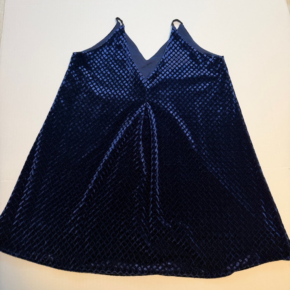 Very J Navy Velvet strapless A-Line v-neck top
